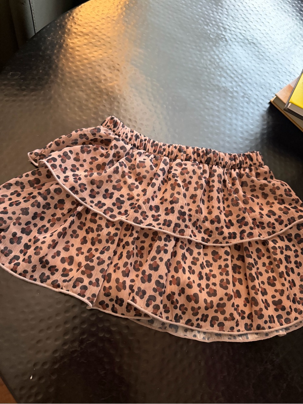 Tiered Ruffle Leopard Print Skirt